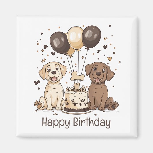 Happy Birthday Labrador Retriever Honden Magneet (Voorkant)