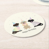 Happy Birthday Labrador Retriever Honden Ronde Kartonnen Onderzetter (Gebogen)