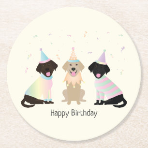 Happy Birthday Labrador Retriever Honden Ronde Kartonnen Onderzetter