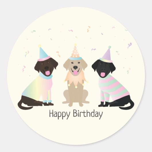 Happy Birthday Labrador Retriever Honden Ronde Sticker (Voorkant)