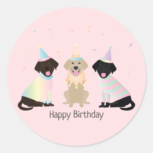 Happy Birthday Labrador Retriever Honden Ronde Sticker (Voorkant)
