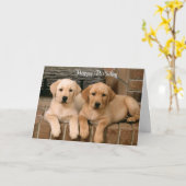 Happy Birthday Labrador Retriever Puppies Kaart (Gele Bloem)