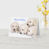 Happy Birthday Labrador Retriever Puppies Kaart (Gele Bloem)