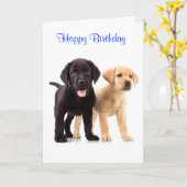 Happy Birthday Labrador Retriever Puppies Kaart (Gele Bloem)