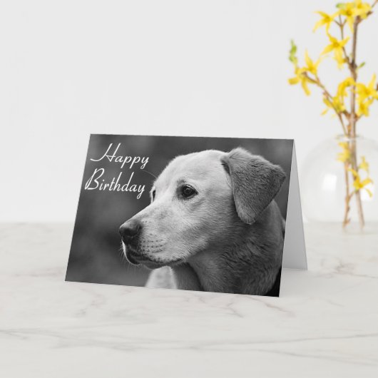 Happy Birthday Labrador Retriever Puppy Card Kaart (Gele Bloem)