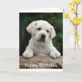 Happy Birthday Labrador Retriever Puppy Card Kaart (Gele Bloem)