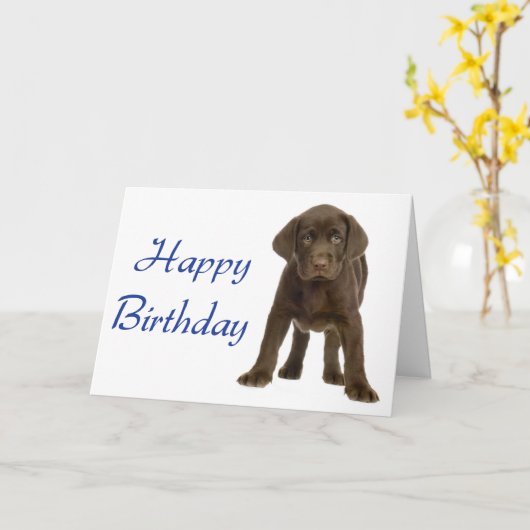 Happy Birthday Labrador Retriever Puppy Dog Card Kaart (Gele Bloem)