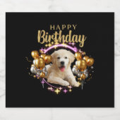 Happy Birthday Labrador Retriever Sparkling Wijnetiket (Enkel label)