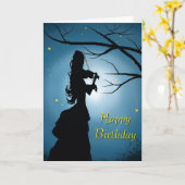 Happy Birthday Lady die een viool speelt Kaart (Gele Bloem)