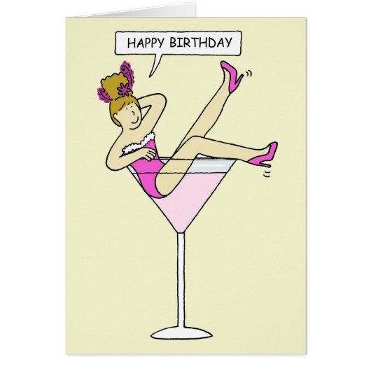 Happy Birthday Lady in Giant Cocktail Glass (Voorkant)