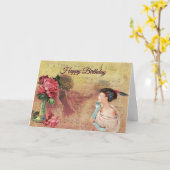 Happy Birthday  Lady met Rozen Kaart (Gele Bloem)