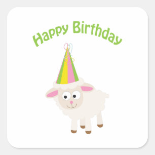 Happy Birthday Lamb Vierkante Sticker