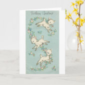  Happy Birthday Lambs Kaart (Gele Bloem)