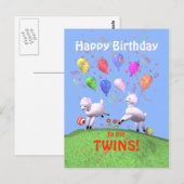 Happy Birthday Lambs voor Twins Briefkaart (Voorkant / Achterkant)