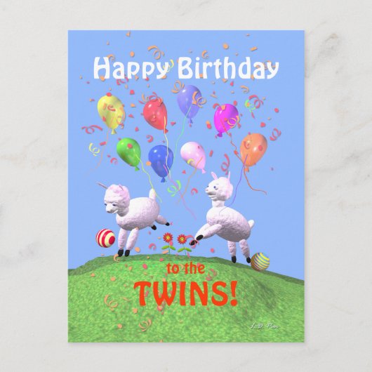 Happy Birthday Lambs voor Twins Briefkaart (Voorkant)