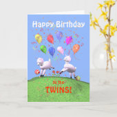 Happy Birthday Lambs voor Twins Kaart (Gele Bloem)