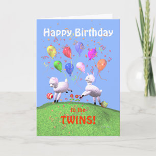 Happy Birthday Lambs voor Twins Kaart