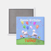 Happy Birthday Lambs voor Twins Magneet (Voorkant / Achterkant)