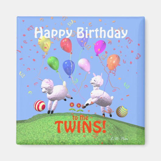 Happy Birthday Lambs voor Twins Magneet (Voorkant)