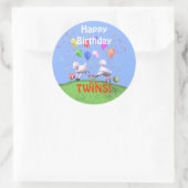 Happy Birthday Lambs voor Twins Ronde Sticker (Tas)