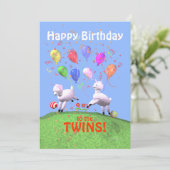 Happy Birthday Lammetjes voor Twins Flat Kaart (Staand voorkant)