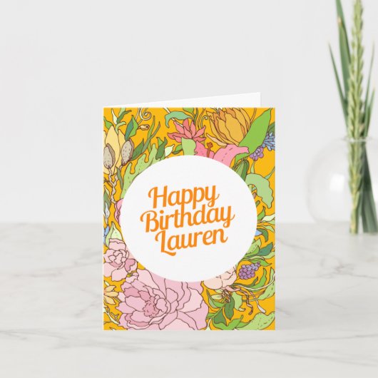 Happy Birthday Lauren | Floral Birthday Card Kaart (Voorkant)