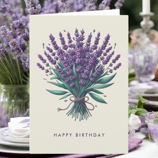 Happy Birthday Lavendel Boeket Wenskaart Bedankkaart