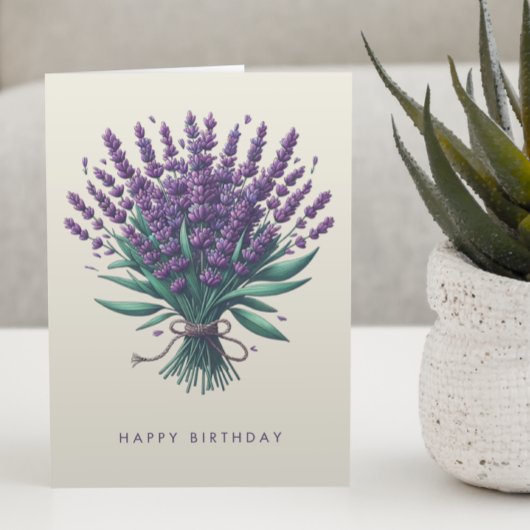 Happy Birthday Lavendel Boeket Wenskaart Bedankkaart