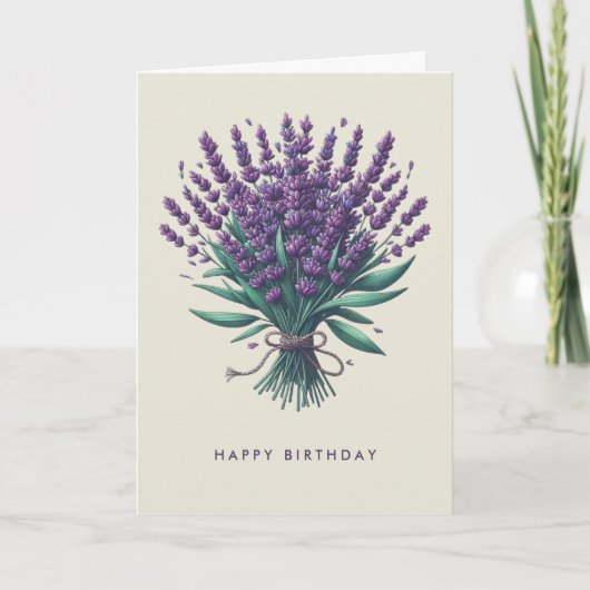 Happy Birthday Lavendel Boeket Wenskaart Bedankkaart (Voorkant)