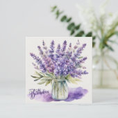 Happy Birthday Lavendel Flowers in Jar Waterverf Kaart (Staand voorkant)