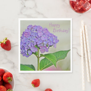 Happy Birthday Lavendel Hydrangea Servet