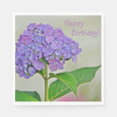Happy Birthday Lavendel Hydrangea Servet (Voorkant)