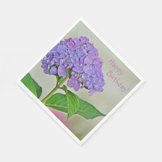 Happy Birthday Lavendel Hydrangea Servet (Hoek)