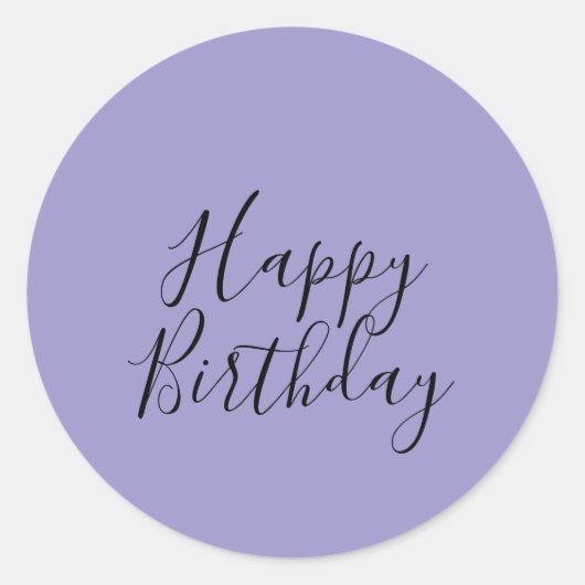 Happy Birthday Lavendel Paarse aangepaste kleur Mo Ronde Sticker (Voorkant)