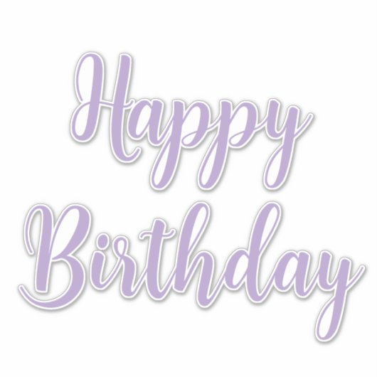 Happy Birthday Lavendel Paarse Custom Kleur Trendy Sticker (Voorkant)