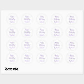 Happy Birthday Lavendel Paarse Custom Name Elegant Ronde Sticker (Vel)