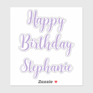 Happy Birthday Lavendel Paarse Custom Name Elegant Sticker