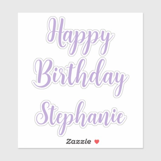 Happy Birthday Lavendel Paarse Custom Name Elegant Sticker (Vel)