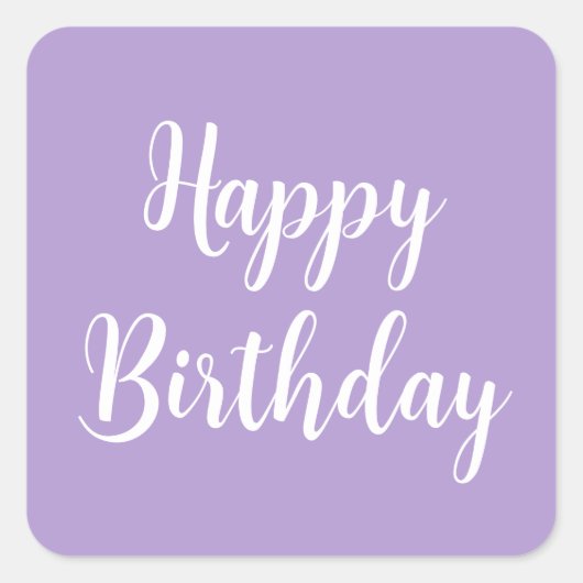 Happy Birthday Lavendel Paarse witte aangepaste kl Vierkante Sticker (Voorkant)