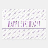 Happy Birthday Lavender Flower Bundles Inpakpapier Vel (Voorkant 3)