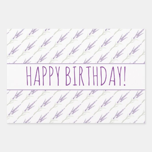 Happy Birthday Lavender Flower Bundles Inpakpapier Vel (Voorkant 3)