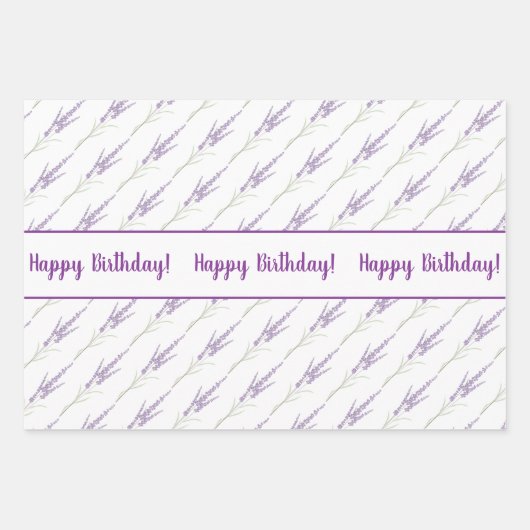 Happy Birthday Lavender Flower Bundles Inpakpapier Vel (Voorkant 2)