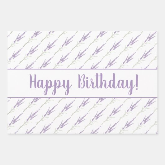 Happy Birthday Lavender Flower Bundles Inpakpapier Vel (Voorkant)