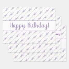 Happy Birthday Lavender Flower Bundles Inpakpapier Vel