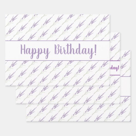 Happy Birthday Lavender Flower Bundles Inpakpapier Vel (Set)