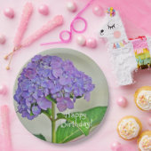 Happy Birthday Lavender Hydrangea Papieren Bordje (Feest)