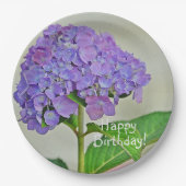 Happy Birthday Lavender Hydrangea Papieren Bordje (Voorkant)