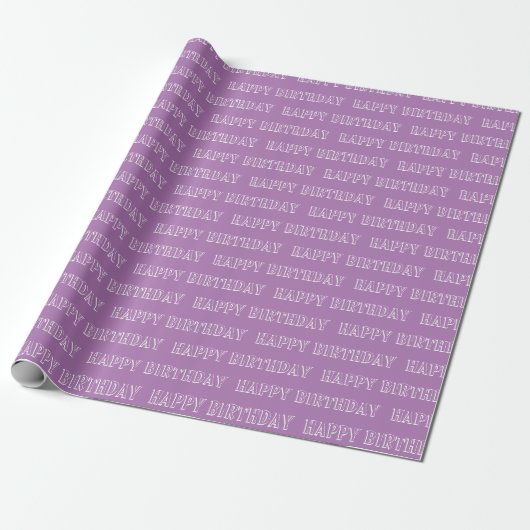 Happy Birthday lavender lila wit patroon modern Cadeaupapier (Uitgerold)