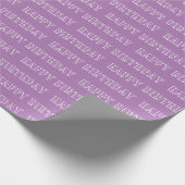 Happy Birthday lavender lila wit patroon modern Cadeaupapier (Hoek)