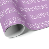 Happy Birthday lavender lila wit patroon modern Cadeaupapier (Rol Hoek)